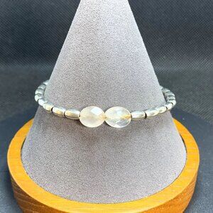 VTG Alex & Ani Silvertone Beaded Design Expandable Bracelet One SIze